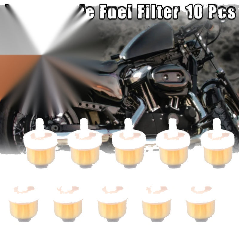10 x White Yellow Motorcycle Fuel Filter Gas Fuel Line Filter with Magnet