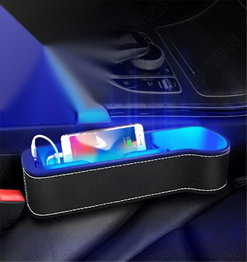 Right Side Car Seat Crevice Gap Storage Box Cup Holder Dual USB Charger