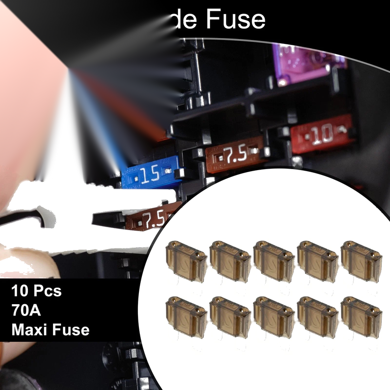 Car Boat Truck RV Motorcycle Brown 10 Pcs Maxi Fuse 70A Blade Fuse