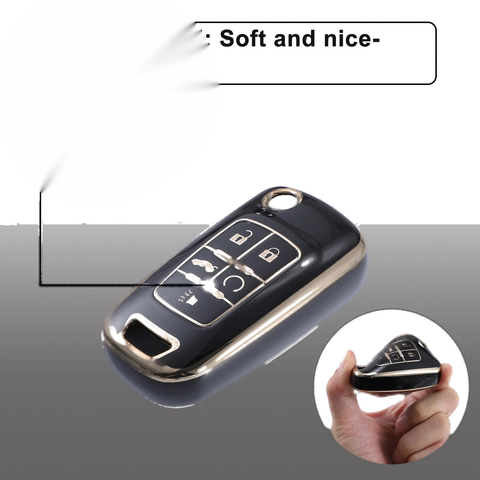 Chevrolet Equinox Camaro Cruze Gold Tone Black TPU Smart Key Fob Cover Kit