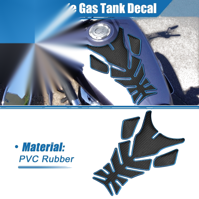 Universal Motorcycle Gas Tank Decal 7.76x5.63 Black Blue
