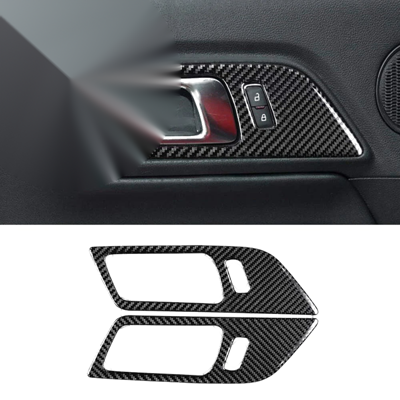 Ford Mustang Carbon Fiber Interior Door Handle Trim Covers (2015-2022)
