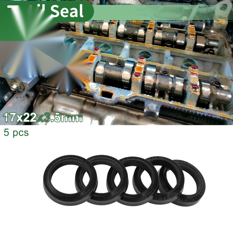Car Oil Seal 17x22x3.5mm 5 Pcs Seal Ring Rotary Shaft NBR Rubber