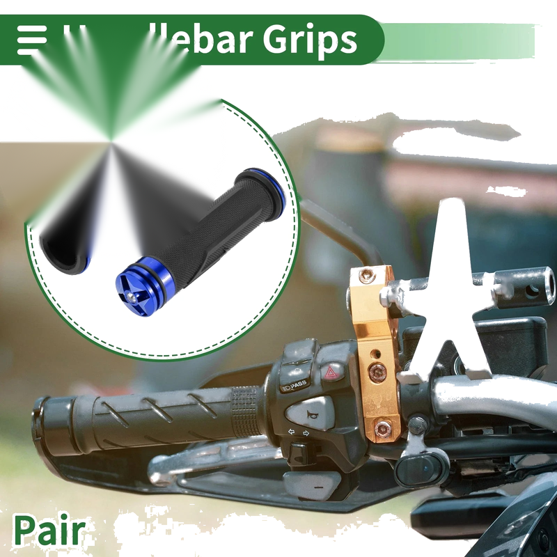 Motorcycle 7/8" 22mm Hand Grip Cover Handlebar Grips Aluminum Blue 1 Pair