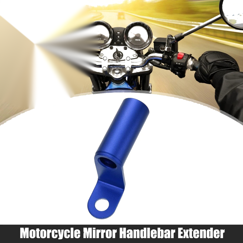 Motorcycle Rearview Mirror Handlebar Extender Holder 10mm Aluminum Blue