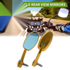 1 Set Motorcycle Rear View Mirrors Oval Shape Gold Tone Aluminum Alloy