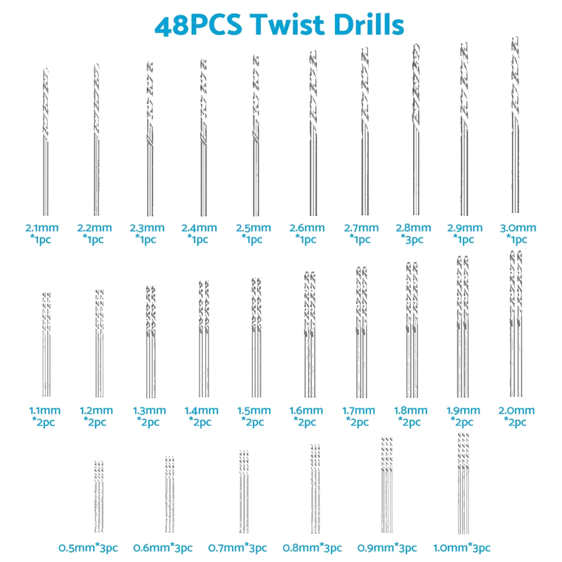 DIY Model Craft Wood Tool 59Pcs Mini Twist Drill Bits Set