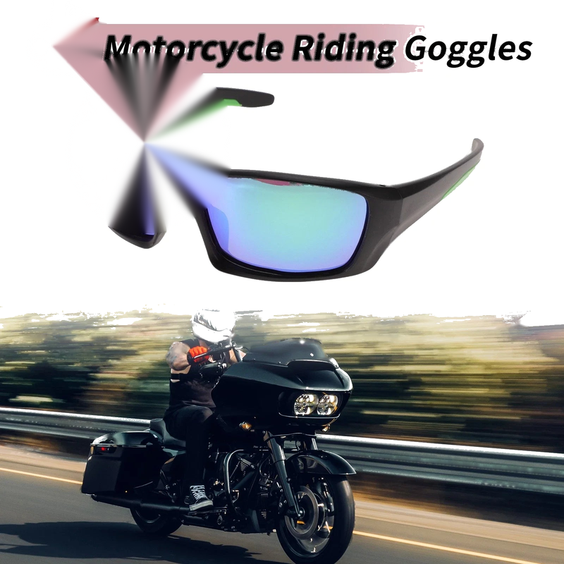 Goggles Motorcycle Riding Green Lens Black Frame Tri-acetel Cellulose