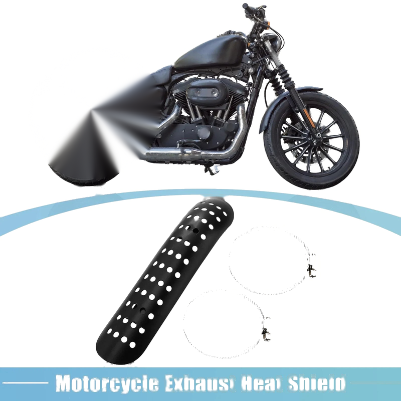 Motorcycle Chrome Plated Iron Exhaust Heat Shield 90-110mm Clamp