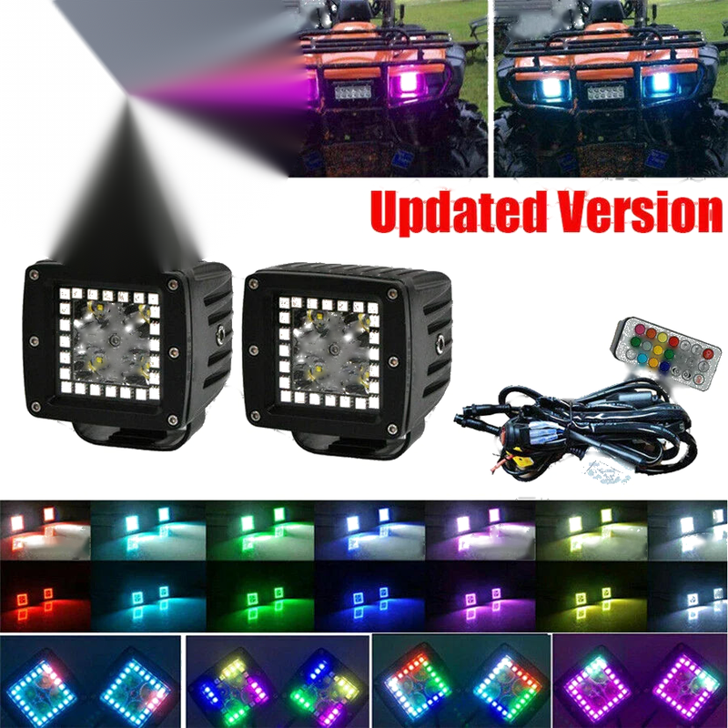 Car 3" RGB Halo Ring LED Work Light Pods (No Year Specified)