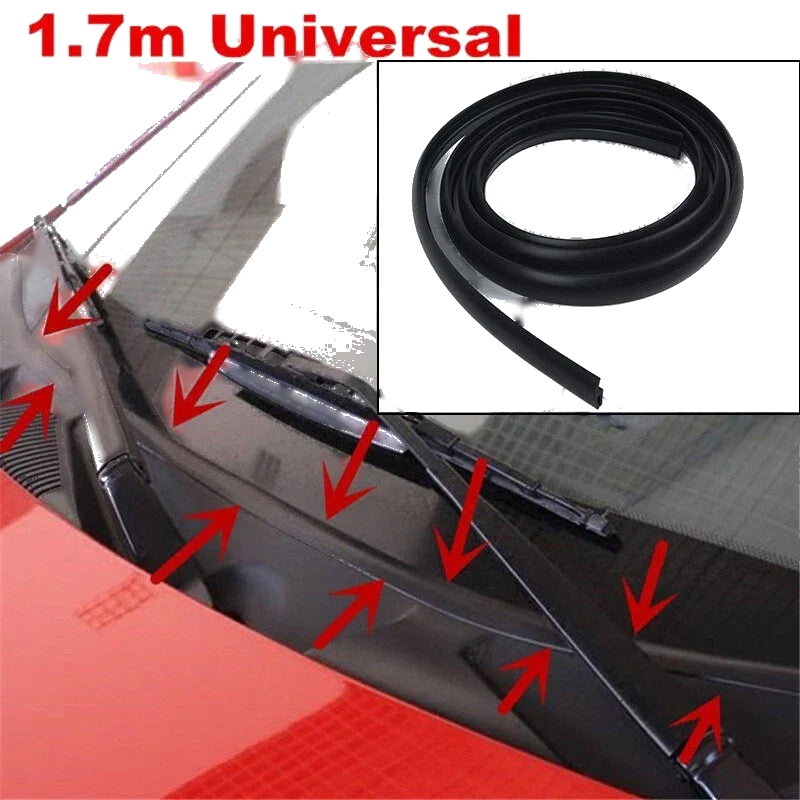 Black Car Front Windshield Panel Decor Trim Protective Rubber Strip
