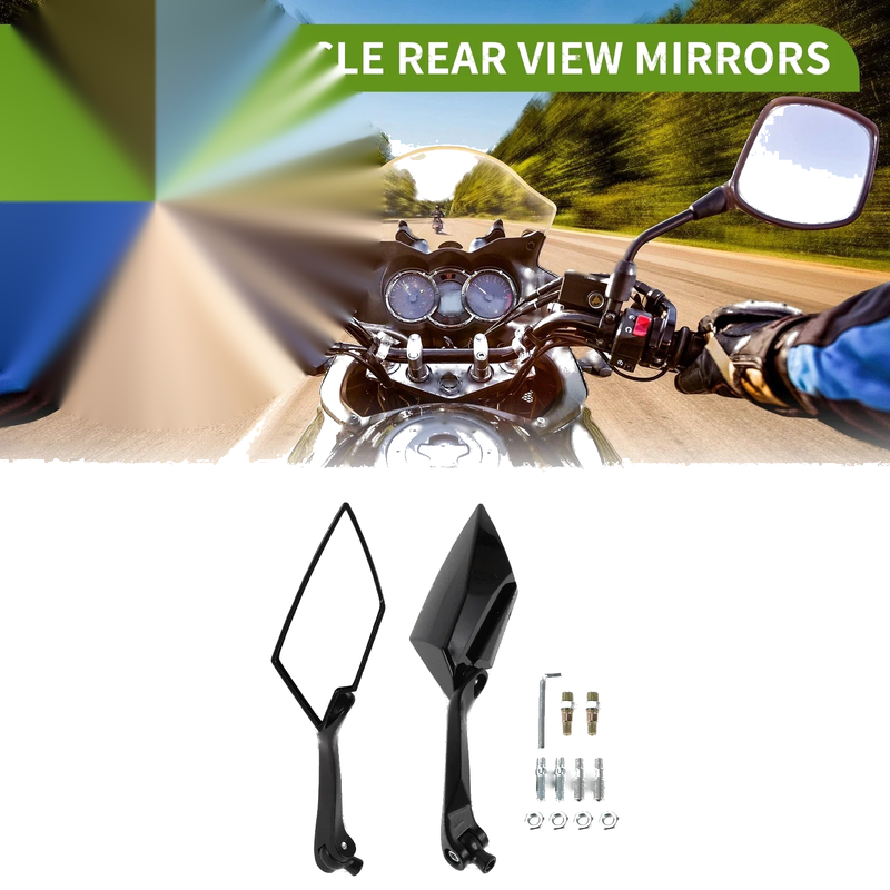 Motorcycle Rear View Mirror / M8/M10 / Prismatic Shape Black Aluminum Plastic