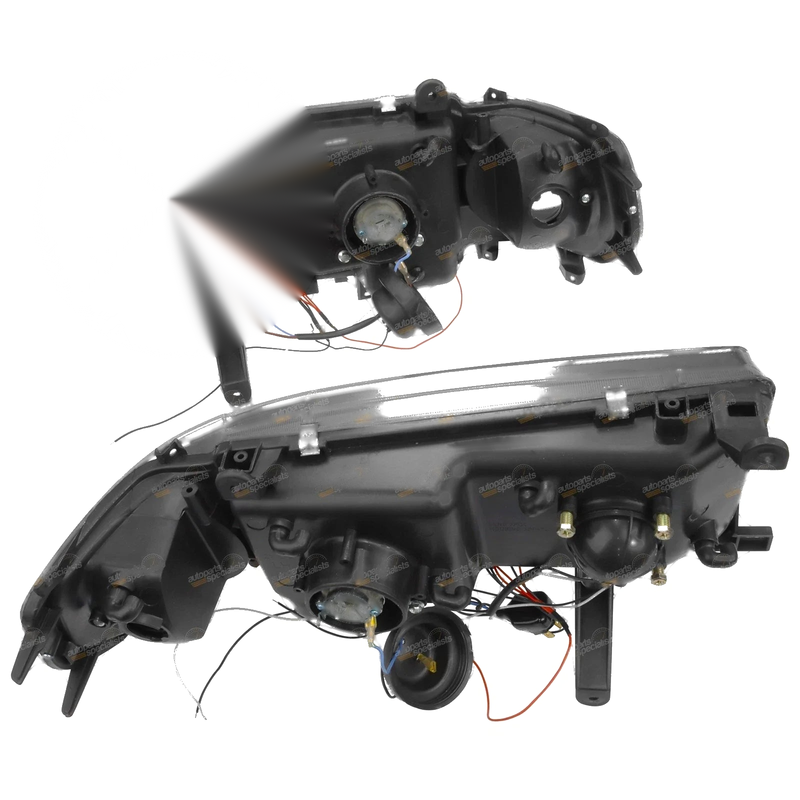Landcruiser 80 Series Angel Eyes LED Projector Headlights BLACK (1989–1997)