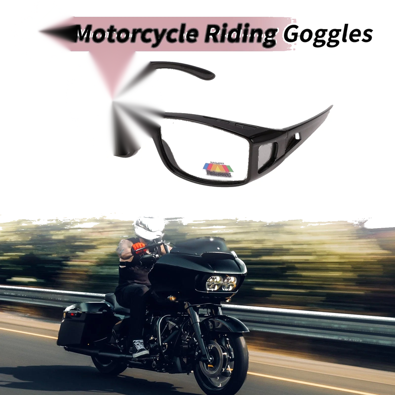 1 Pc Motorcycle Riding Goggles Light Gray Lens Gloss Black Frame