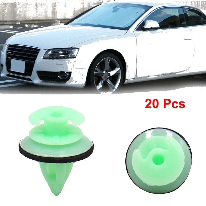 Volvo Bumper 9mm Green Plastic Rivets Clips (20 Pcs)