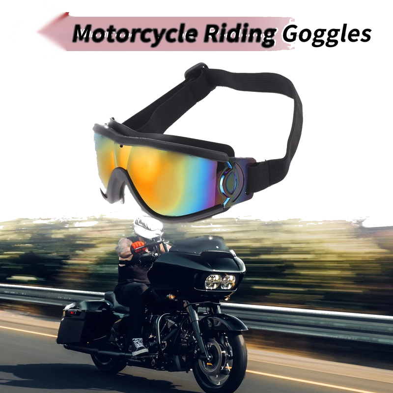 Motorcycle Red Lens Black Frame PC PU Sunglasses Riding Goggles