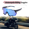 Motorcycle Goggles Blue Lens Black Frame PC Eyeglasses