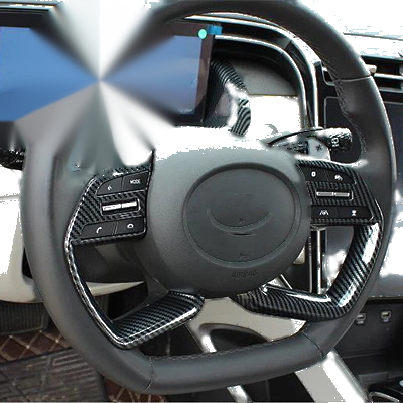 Hyundai Tucson 2 x Carbon Fiber Steering Wheel Button Cover Trim (2022–2024)