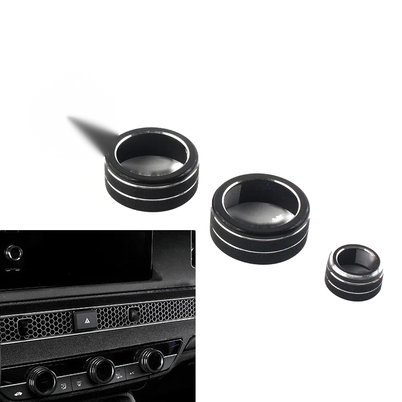 Honda Civic (2022 - Present) Black 4 x AC Climate Control Knob Ring Covers