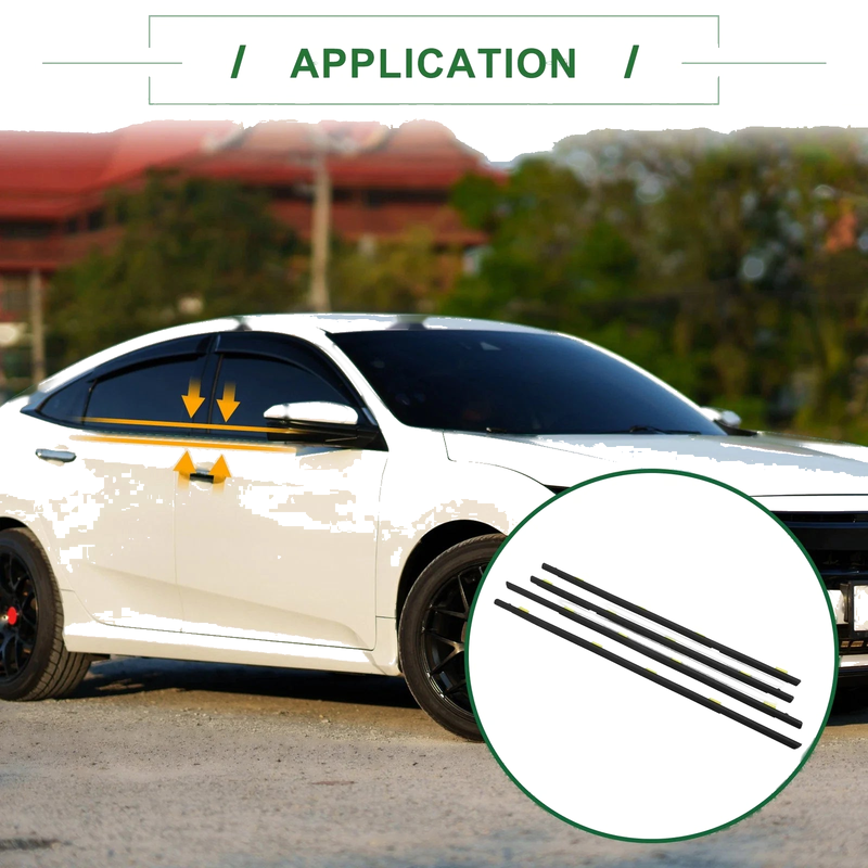 Honda Civic (2001-2005) Black 4 x Weatherstrip Window Seal