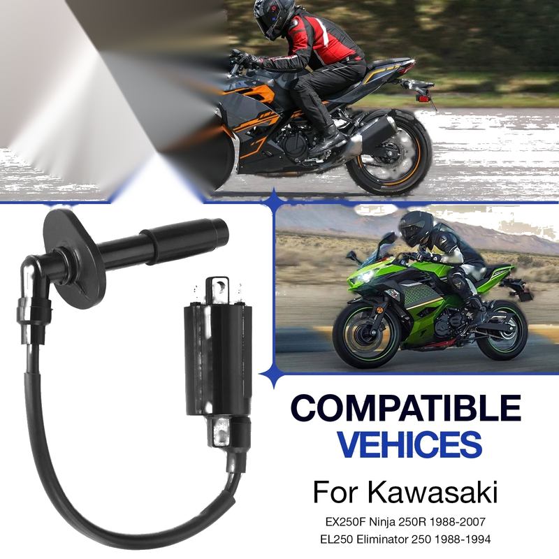 Kawasaki Ninja 250R EX250 Ignition Coil & Spark Plug Cap (1988-2007)