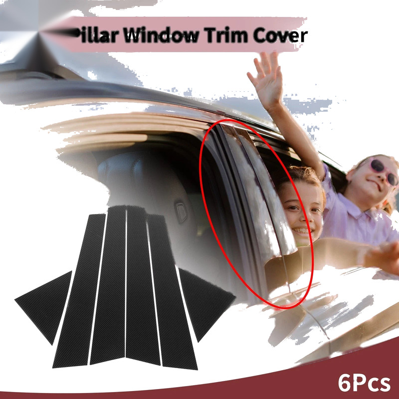 KIA Cerato (2009-2012) Black Carbon Fiber 6 Pcs Door Pillar Window Trim