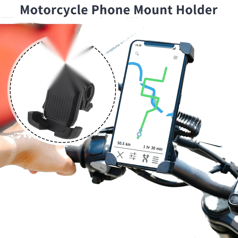 Motorcycle Motorcycle Phone Mount Holder 4.7"-7.2" Phones Silicone Black