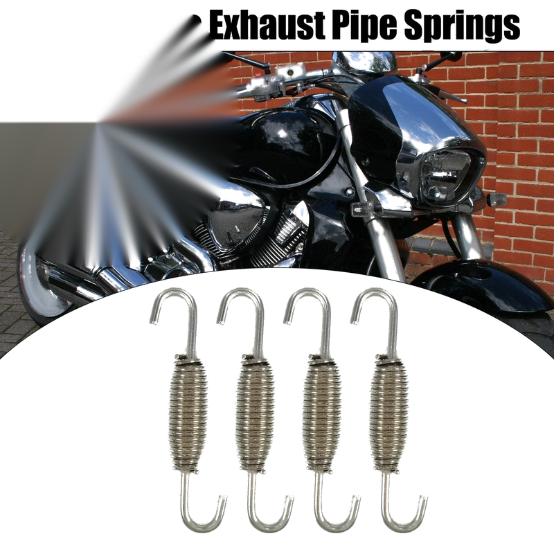 4 x 68mm 2.68" Motorcycle Muffler Exhaust Pipe Spring Universal Silver Tone