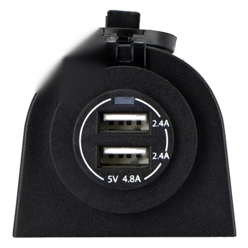 12/24V Power Socket Twin USB-A Ports Surface Mount Black Relaxn 4WD
