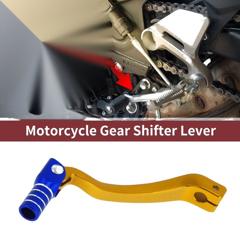 Kayo T6 Gold Tone Blue Silver Tone Folding Motorcycle Gear Shift Lever