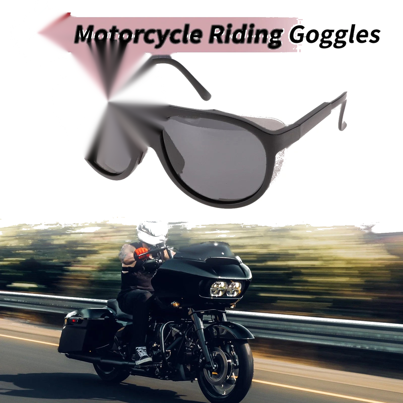 Motorcycle Riding Goggles Deep Gray Lens Black Frame