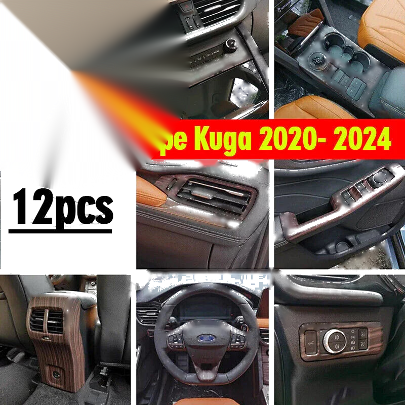 Ford Escape Kuga 12x Wood Grain Interior Cover Trim (2020–2024)