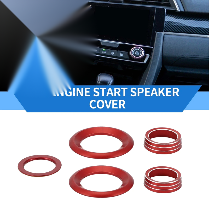 Honda Civic (2016-2021) 5 x AC Engine Start Speaker Switch Knob Cover Ring
