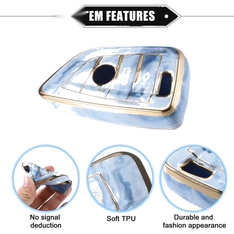 BMW 3 4 5 6 7 Series TPU Blue 4 Buttons Smart Key Fob Cover (2006-2023)