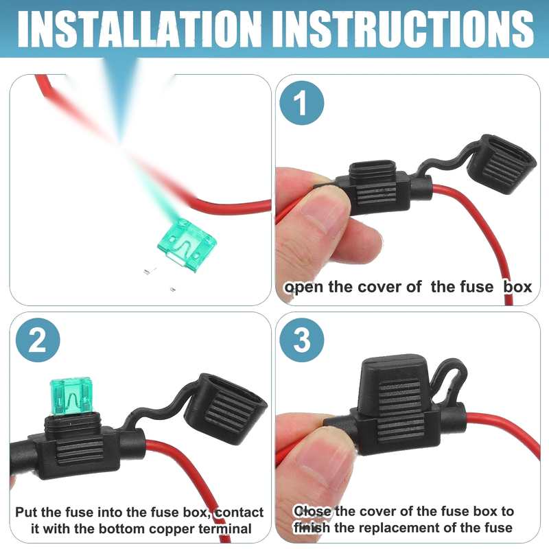 3 x DC 12V Car ATC Blade Style Mini Fuse Holder with 30A Fuse
