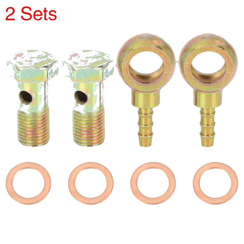 Motorcycle 2 x Banjo Hose Barb Bolt Fittings 12mm Banjo Bolt Washer Kit