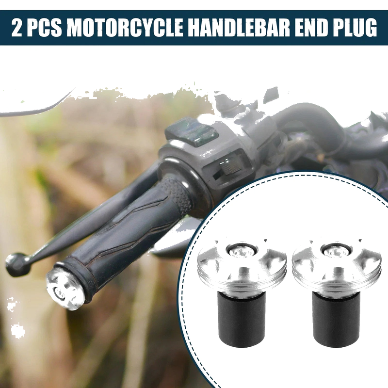 Motorcycle 2 x Handlebar End Plug / 18-20mm 32mm OD / Al Alloy Silver Tone