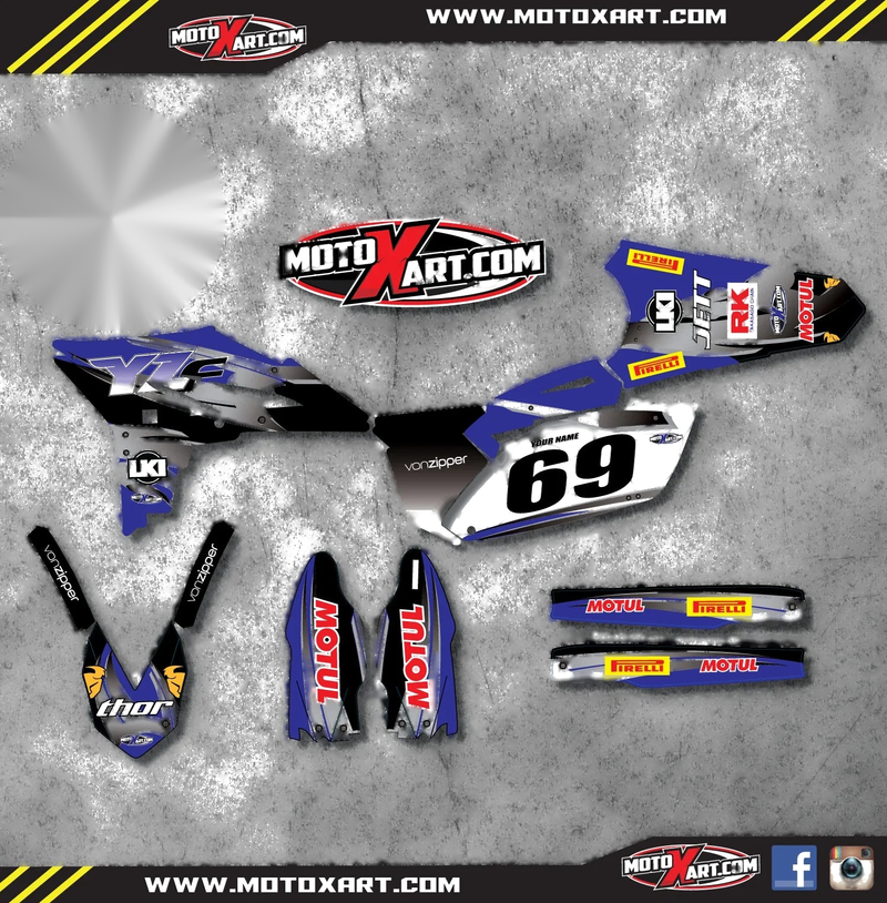 Yamaha YZF 250 (2010-2013) - Blue Steel Decals Full Custom Graphics Kit