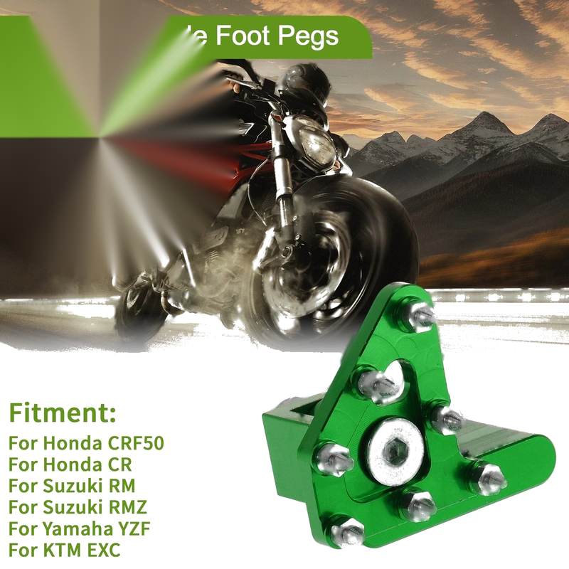 Honda CRF50 Green Motorcycle Foot Pegs (2004-2023)