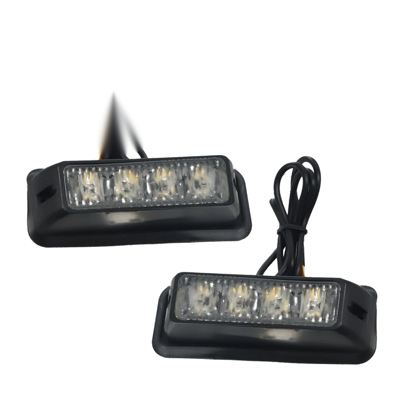 2 x 4-LED Amber Light Lamp Recovery Flashing Breakdown Strobe Grill 12-24V
