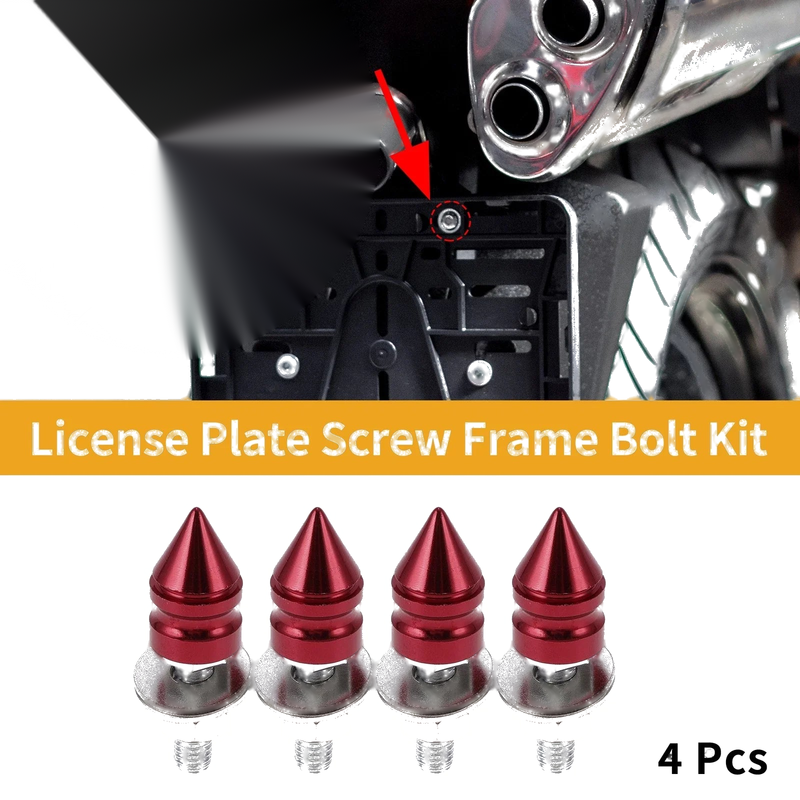 Universal Motorcycle License Plate Screws Cover M6 45mm Red 4 Pcs