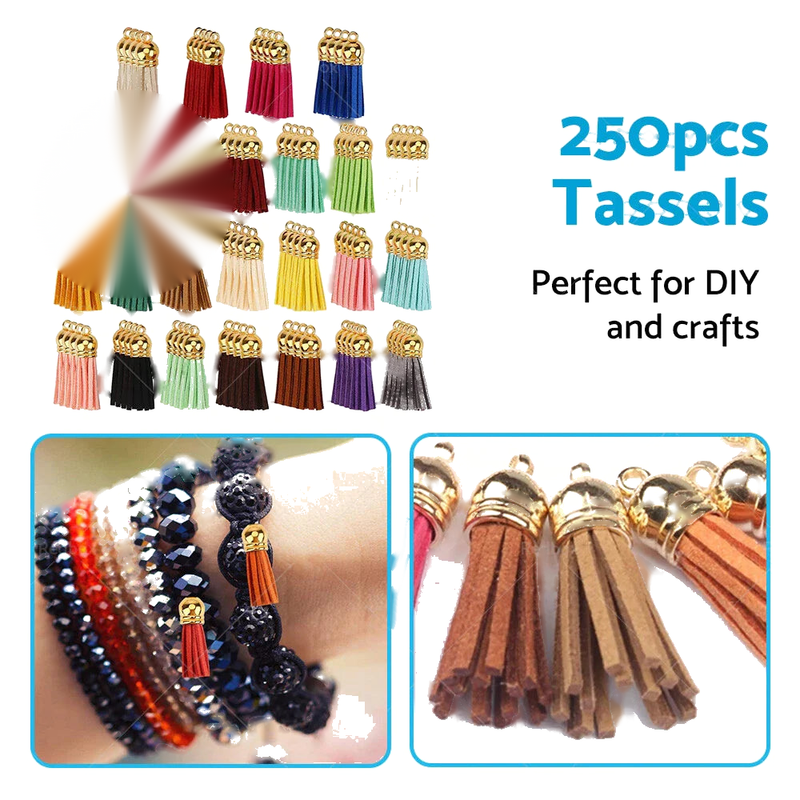 Keychain Jewelry DIY 250PCS Bulk Colored Leather Tassel Pendants