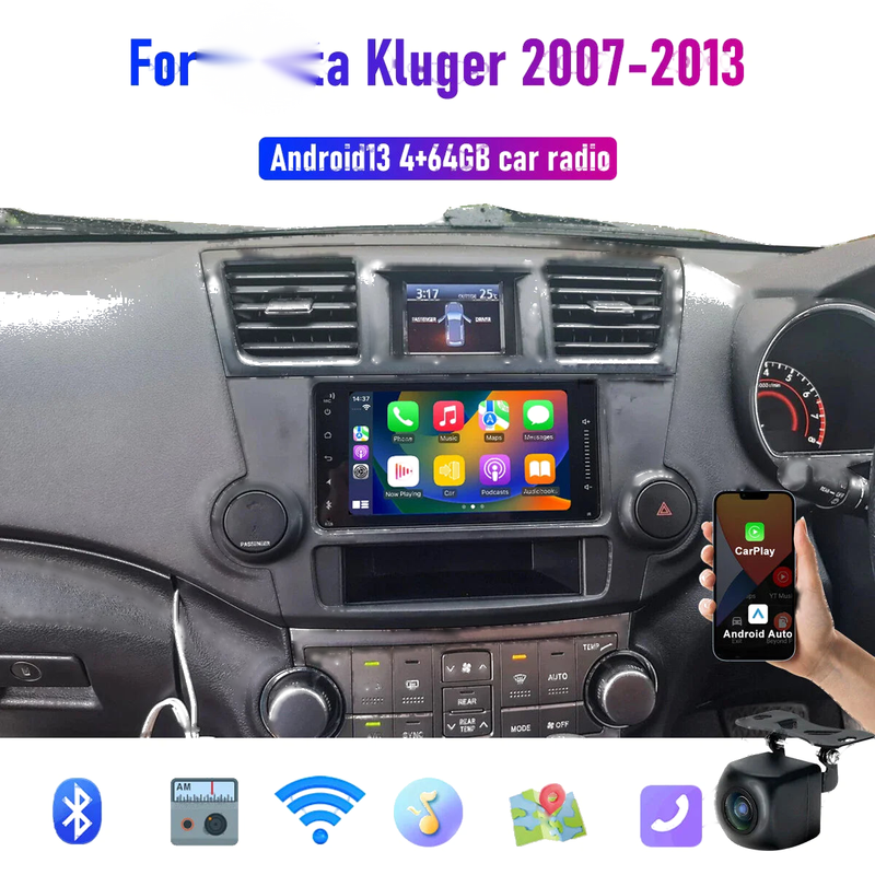 Toyota Kluger 7" Wireless CarPlay Android Auto Head Unit (2007-2013)
