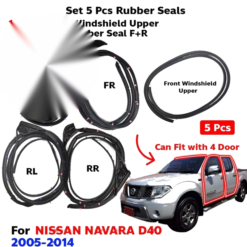 Set Front Windshield + Door Rubber Fits Nissan Navara D40 4D Pickup 2005-14 6af1