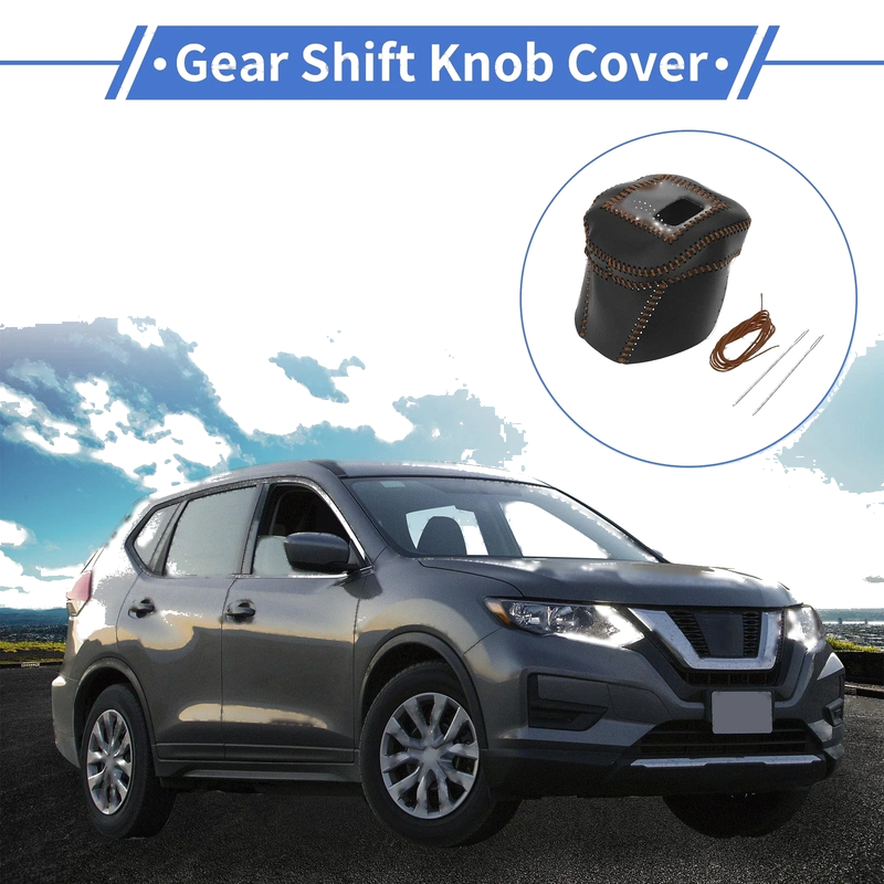 Nissan Rogue Gear Shift Knob Cover 2021-2024 Black Brown Faux Leather