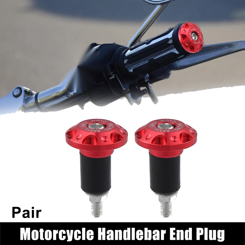 Pair 7/8" 22mm Motorcycle Hand Grips Handlebar End Caps Aluminum Alloy Red