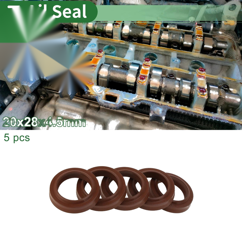 Cars Oil Seal / 5 Pcs / Shaft Seal FKM Rubber 20x28x4.5mm Brown