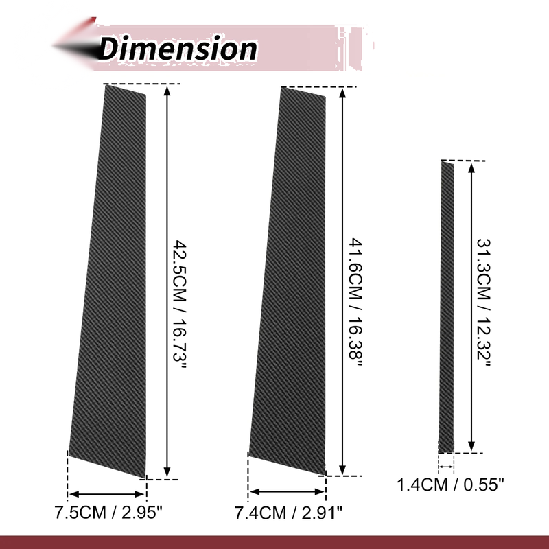 Lexus GS (2006-2011) Carbon Fiber Black 6 Pcs Door Pillar Window Trim