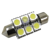 LED Replacement Bulb Flat Festoon 12V 6 LEDs 36mm Cool White 2 Pack