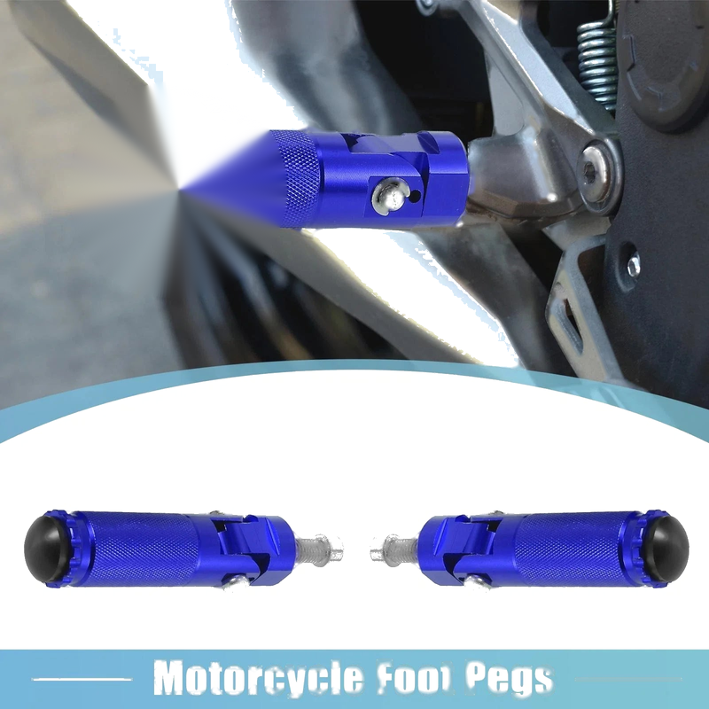 Motorcycle Pair 2 x 8mm Aluminum Alloy Rearset Footrest Footpeg Blue